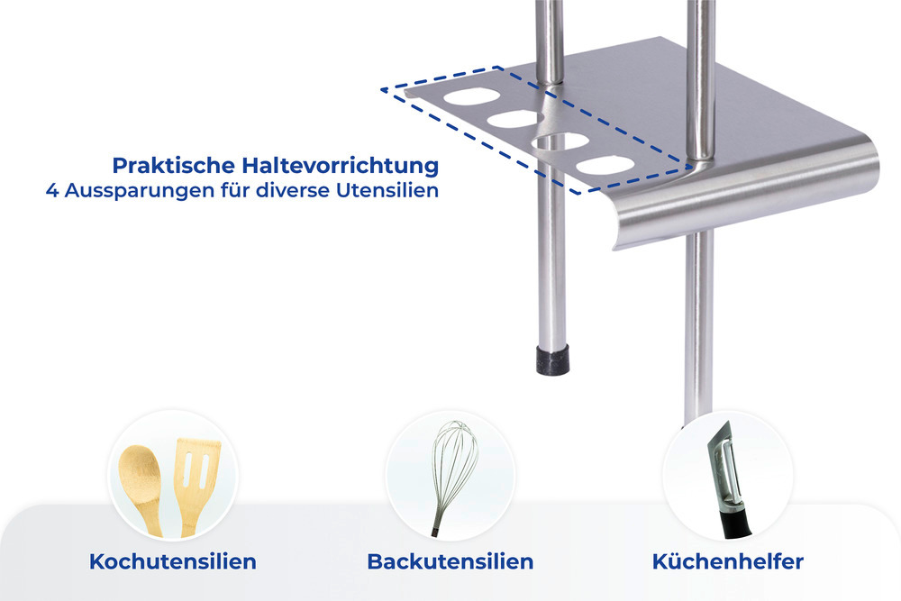 Küchen-Eckregal Mod. Massivo Trio mit 3 Ablagen  Edelstahl rostfrei