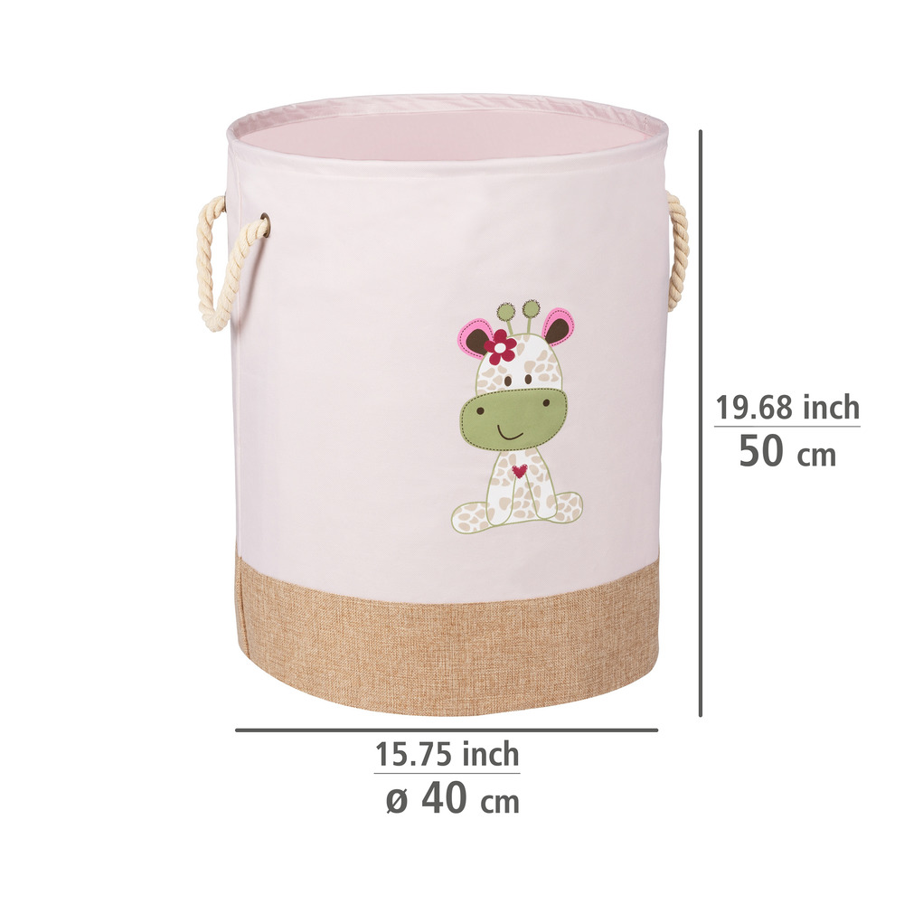 Wäschesammler Mod. Kids Greta rund  Wäschetonne, 63 l, rosa