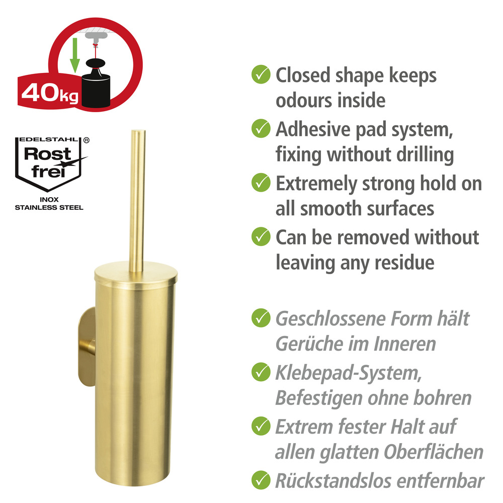 Turbo-Loc® WC-Garnitur Mod. Orea Gold Matt geschlossen  Befestigen ohne Bohren