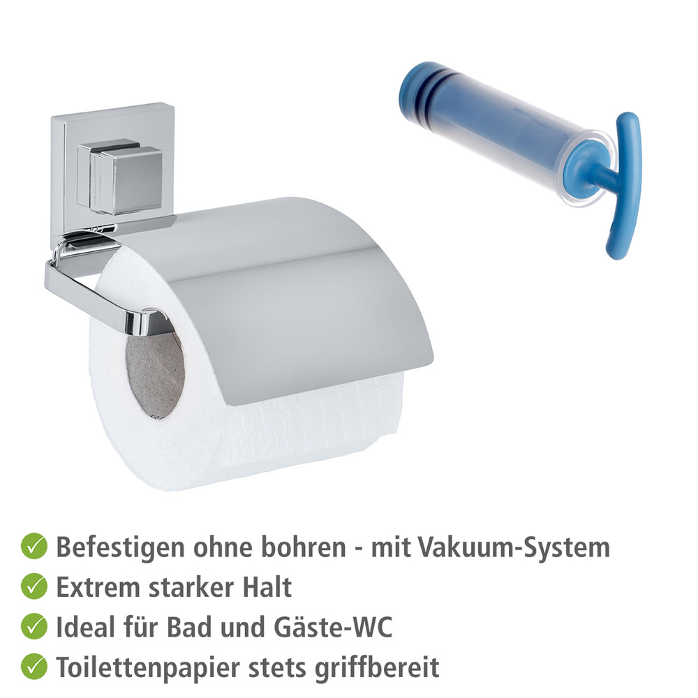 Vacuum-Loc® Edelstahl Toilettenpapierhalter Cover Mod. Quadro  Befestigen ohne bohren