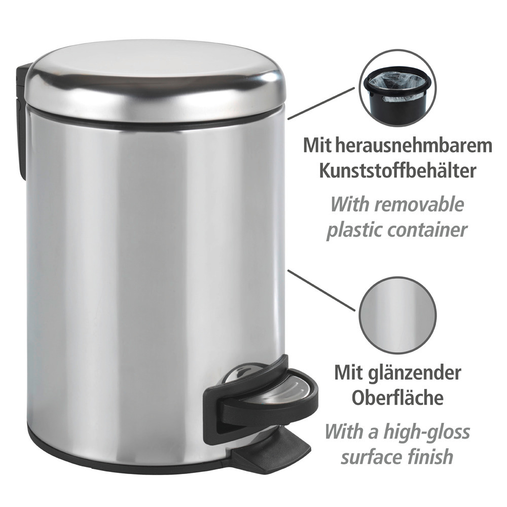 Kosmetik Treteimer Mod. Leman Edelstahl Glänzend  3 l