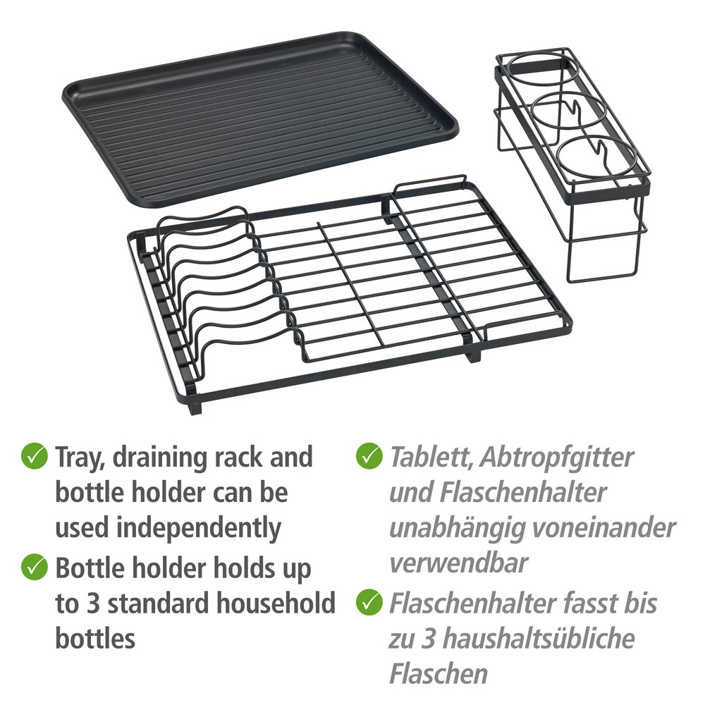 Geschirrabtropfer mit Flaschenhalter Mod. Amy  flexibel abnehmbare Komponenten