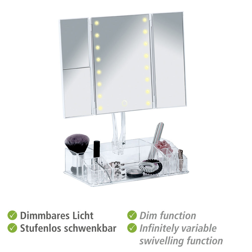 LED-Standspiegel mit Organizer Fanano  Leuchtspiegel