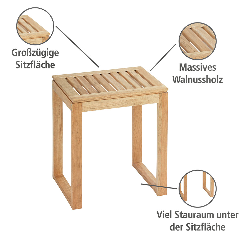 Hocker Norway aus massivem Walnussholz  Badhocker