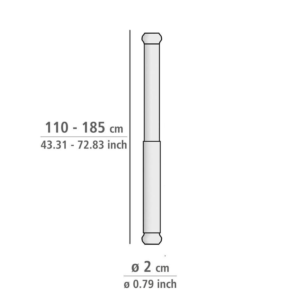 Teleskop-Duschstange Weiß 110 - 185 cm  aus rostfreiem Aluminium