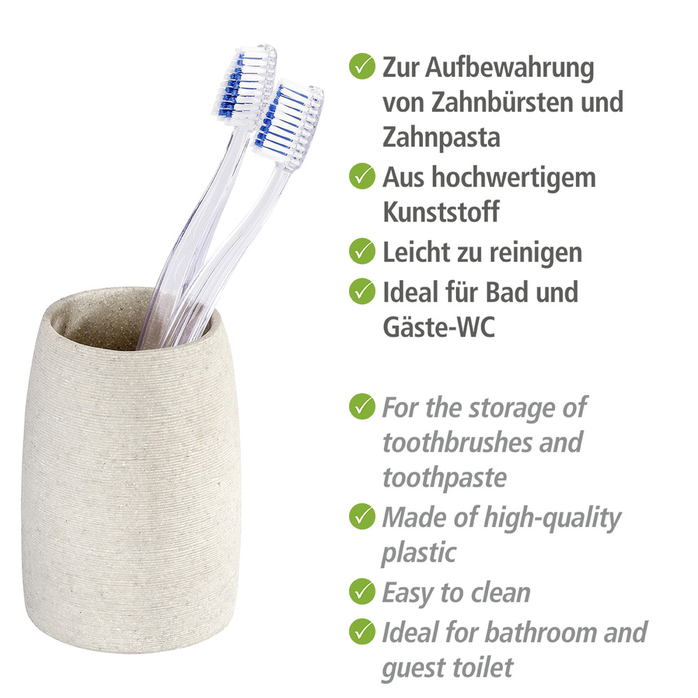 Zahnputzbecher Mod. Goa Beige  in Naturstein-Optik