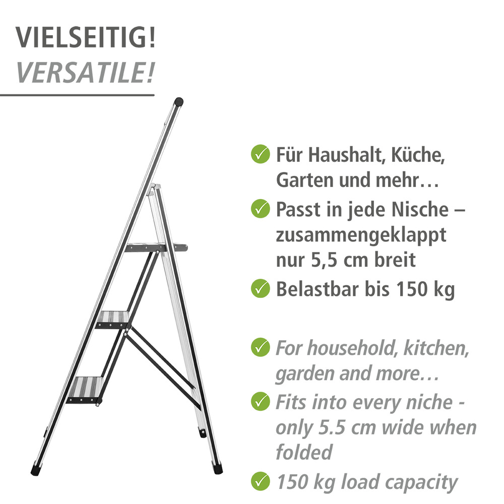 Alu-Design Klapptrittleiter 3-stufig  Haushaltsleiter