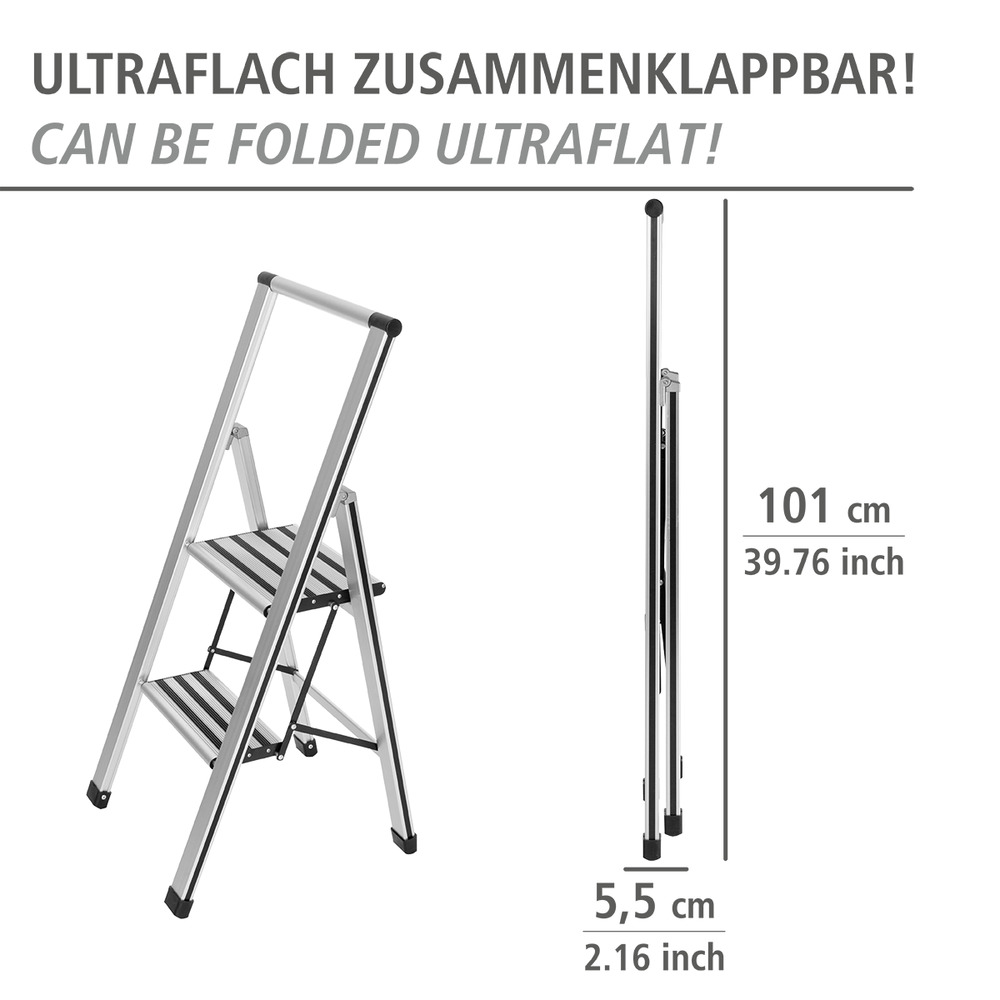 Alu-Design Klapptrittleiter 2-stufig  Haushaltsleiter