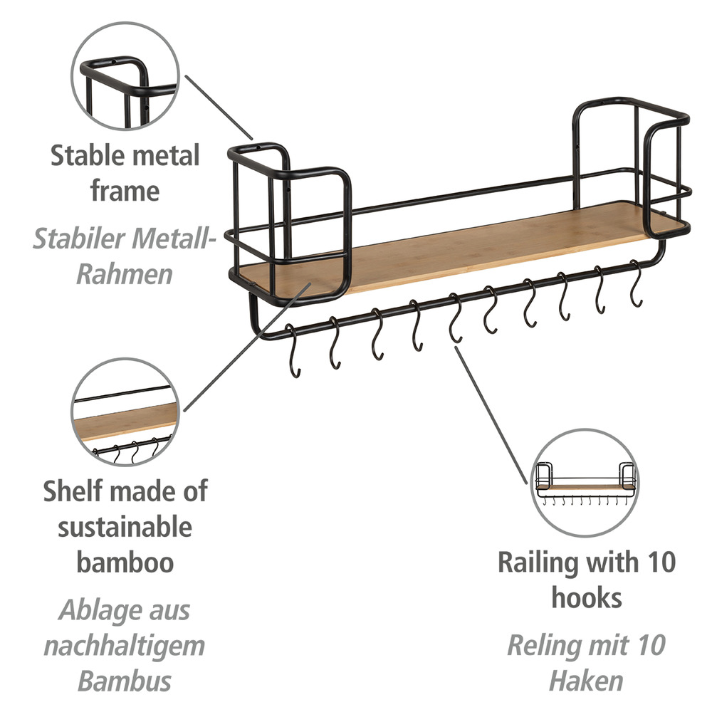 Wandregal Loft  modernes Regal mit nachhaltigem Bambusboden