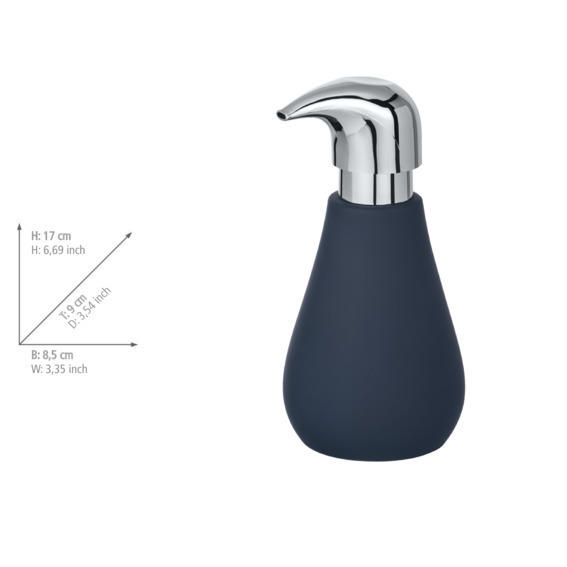 Seifenspender Mod. Sydney Blau Matt  Keramik mit Soft-Touch Beschichtung, 320 ml