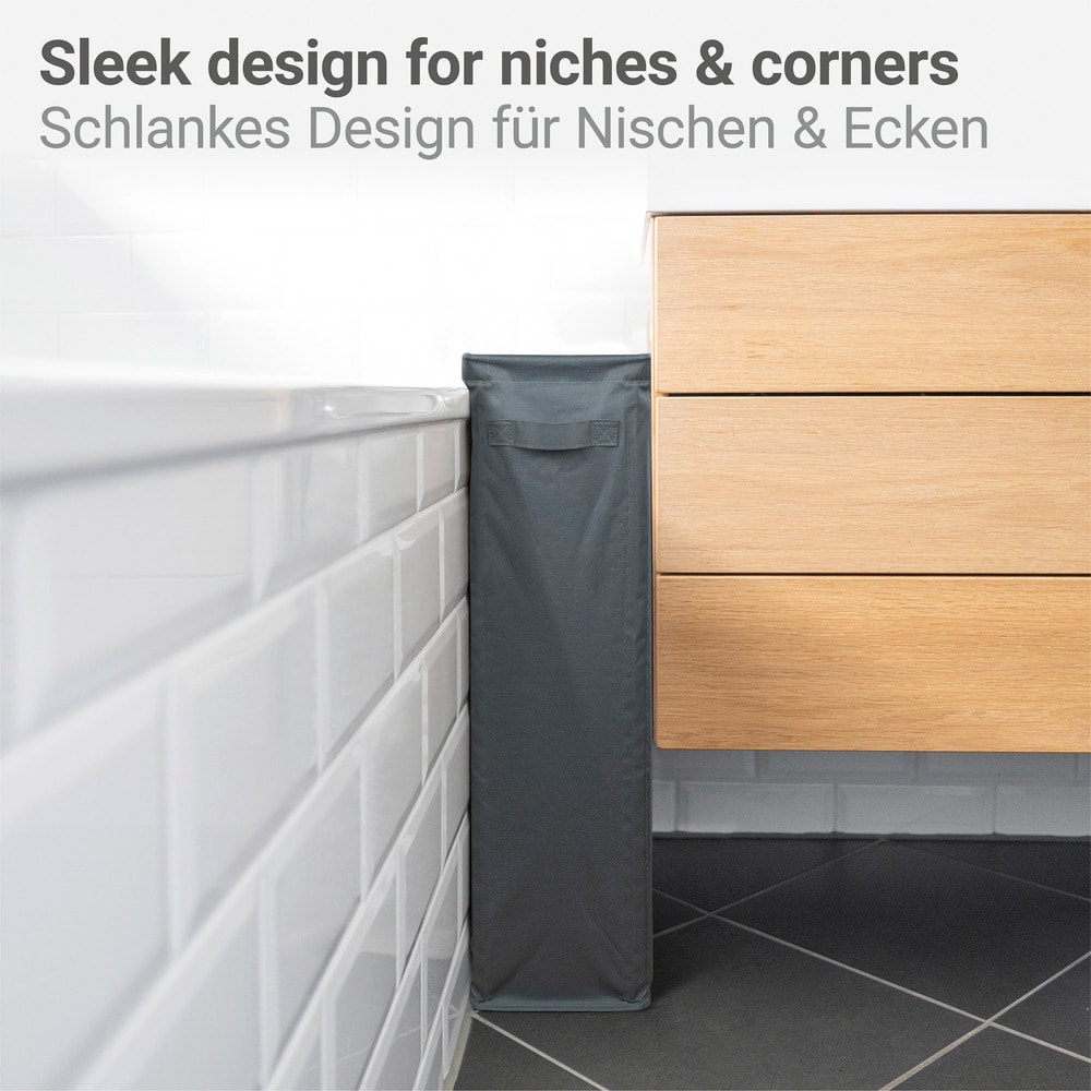 Wäschesammler Mod. Slim, anthrazit, Polyester, 46L, 20x60x40 cm  perfekt für schmale Nischen