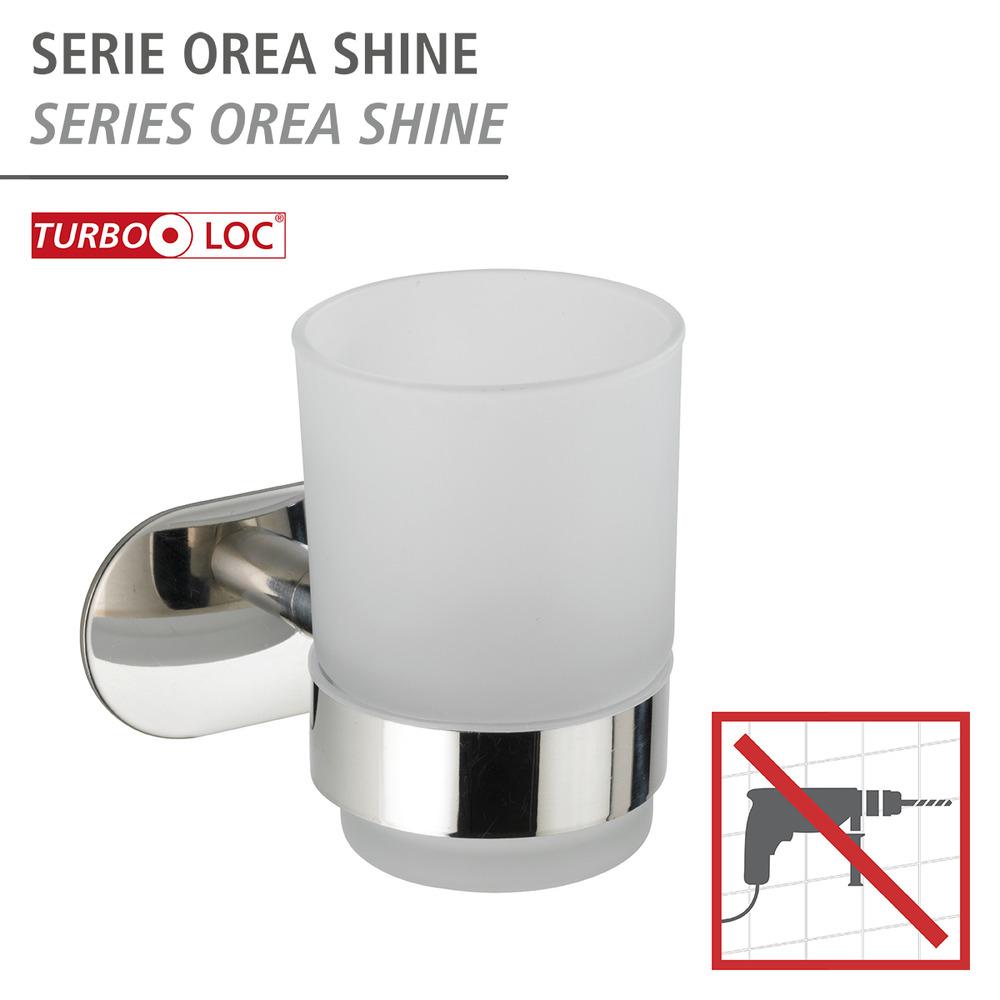 Turbo-Loc® Edelstahl Zahnputzbecherhalter Mod. Orea Uno Shine  Zahnbürstenhalter, Befestigen ohne bohren