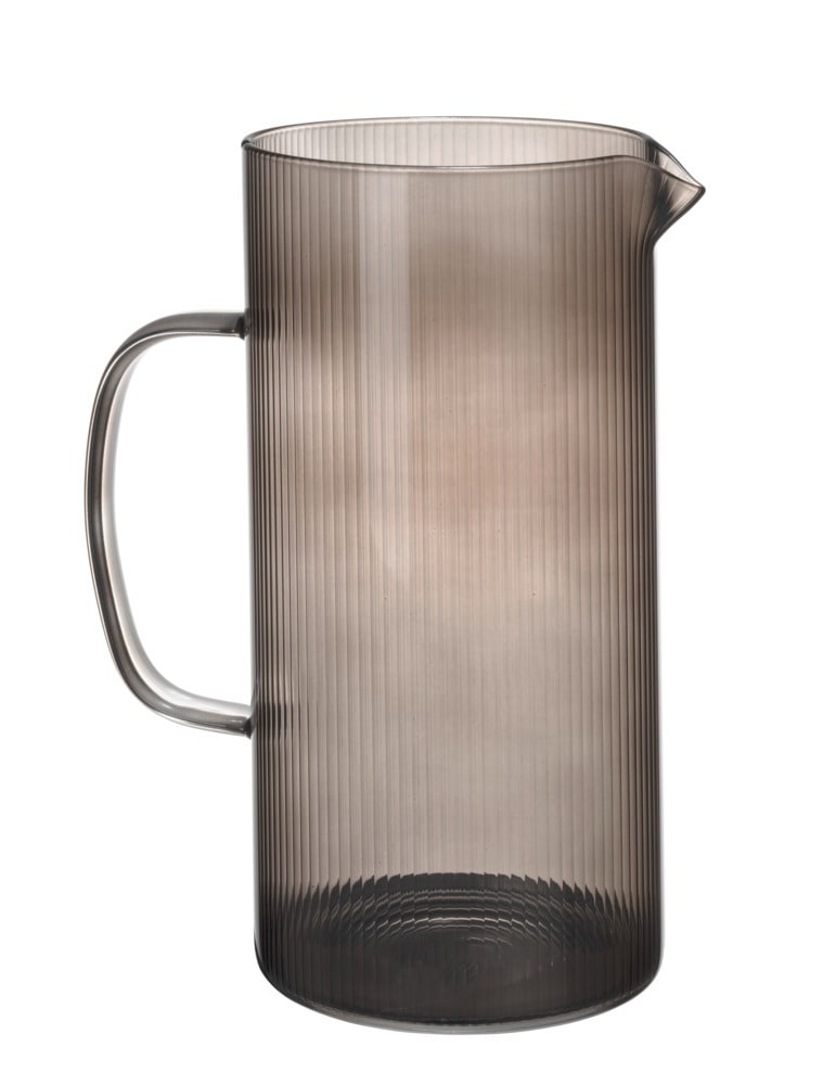 Glaskaraffe Mod. KARINA, schwarz, Glas, 1,7L, 17x22x11 cm  mit geriffelter Oberfläche