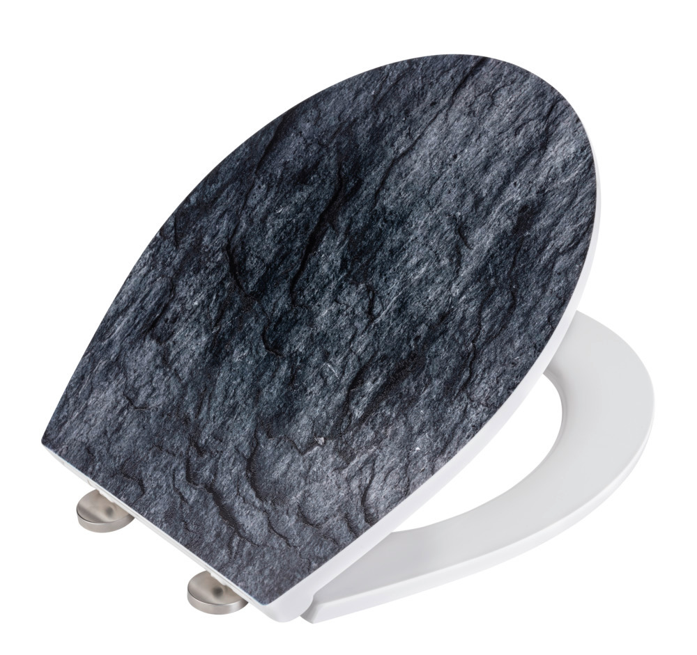 Premium WC-Sitz Mod. Slate Rock mit Relief  aus antibakteriellem Duroplast