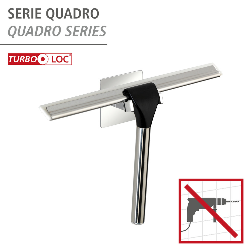 Turbo-Loc® Edelstahl Duschabzieher Quadro  rostfrei, Befestigen ohne bohren