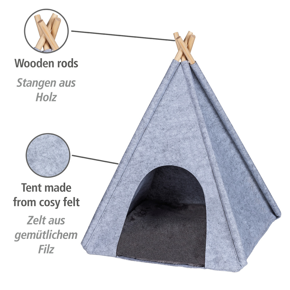 Filz-Tierbett Mod. Tipi Hellgrau  45 x 45 x 60 cm