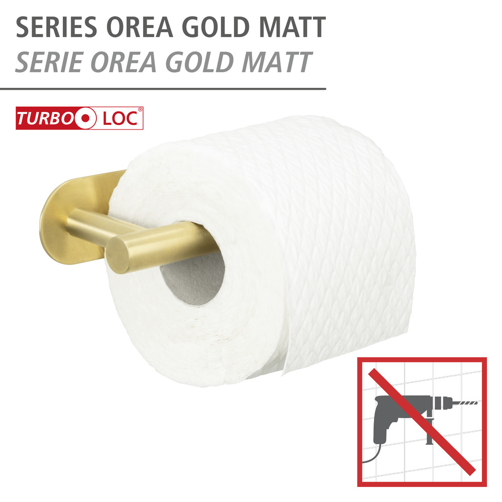 Turbo-Loc® Toilettenpapierhalter Mod. Orea Gold Matt  Befestigen ohne Bohren