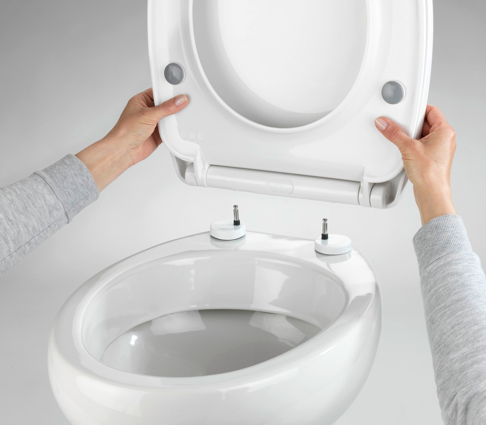 Weißer Toilettensitz Mod. Tavola mit Absenkautomatik in Duroplast  Weißer Toilettensitz Tavola mit Absenkautomatik in Duroplast