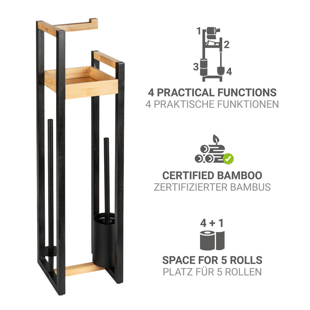 4 in 1 Stand WC-Garnitur Mod. Braidi  aus FSC® zertifiziertem Bambus