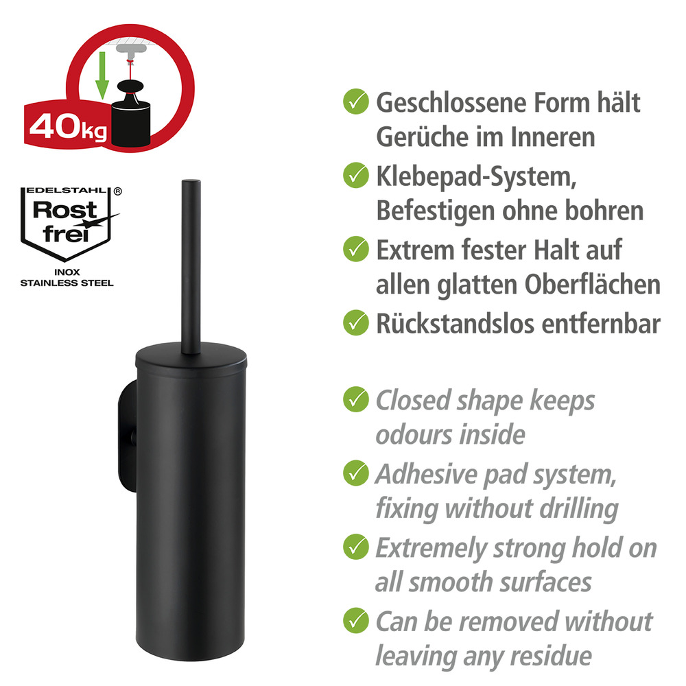 Turbo-Loc® Edelstahl WC-Garnitur Mod. Orea Black Matt geschlossen  Befestigen ohne bohren