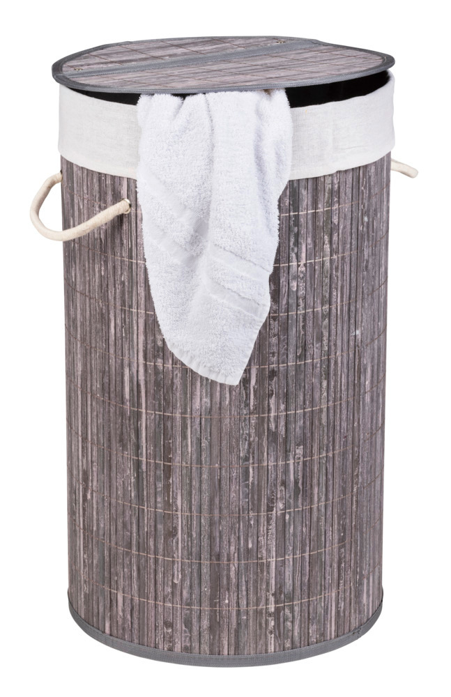 Wäschetruhe Mod. Bamboo Grau  Wäschekorb, 55 l