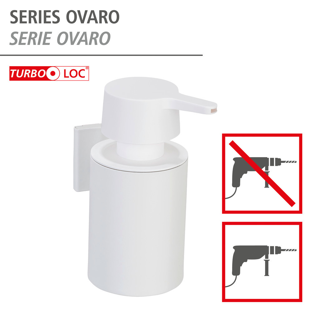 Turbo-Loc® Seifenspender Mod. Ovaro White matt  Wandhalter aus Edelstahl