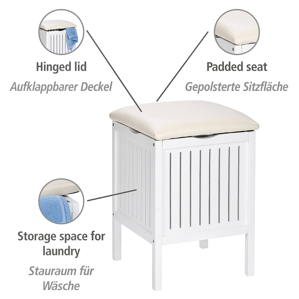 Hocker Mod. Oslo aus massivem Echtholz  Badhocker