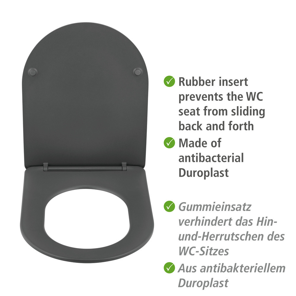 WC-Sitz Galati Anthrazit matt  aus Duroplast, Soft-Touch-Effekt