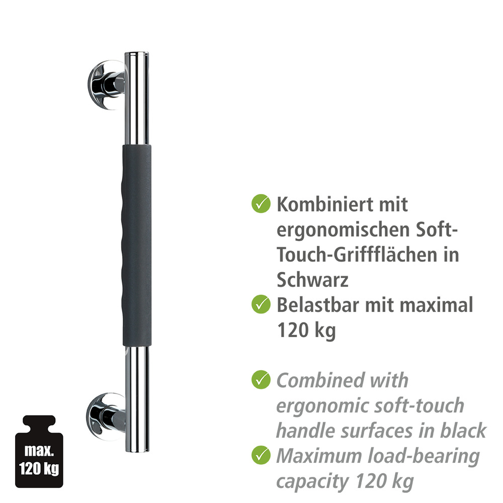 Edelstahl Wandhaltegriff Mod. Secura 40,5 cm  Bad-Sicherheitsgriff, belastbar bis 120 kg