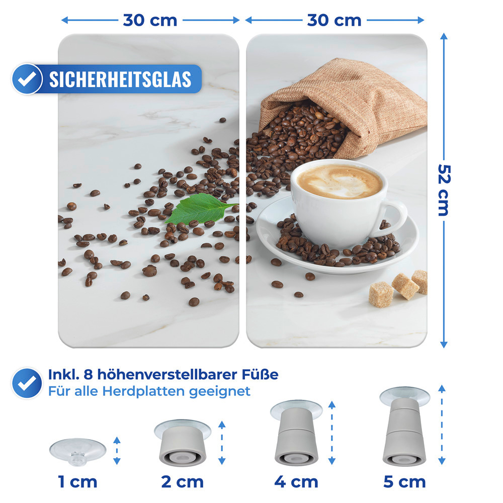 Herdabdeckplatte Café Aromatica  kratzfeste Oberfläche