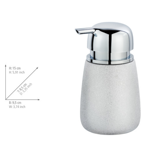 Seifenspender Glimma Silber  Keramik, 330 ml