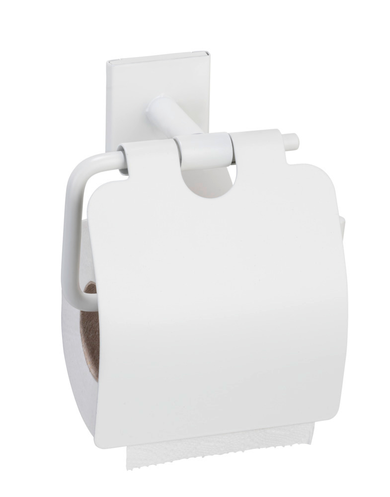 Turbo-Loc® Toilettenpapierhalter Mod. Ovaro White matt  Edelstahl, mit Deckel