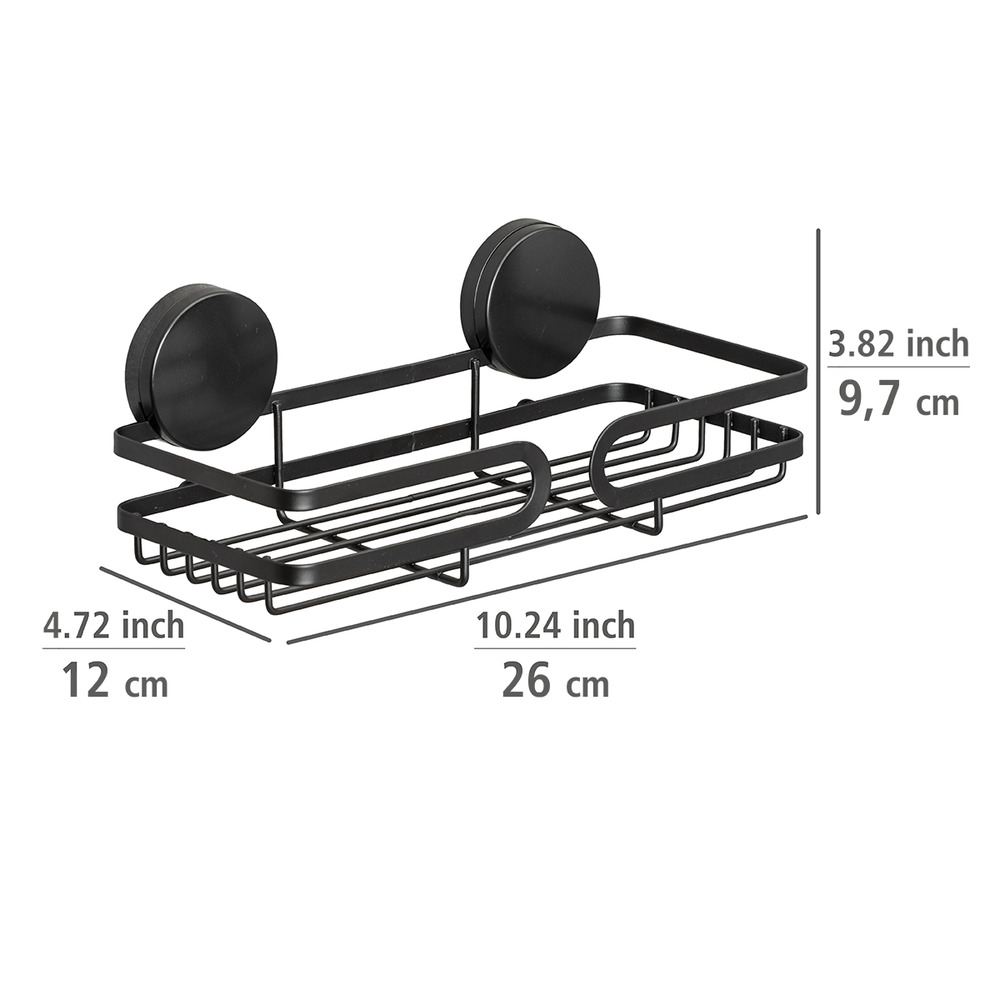 Static-Loc® Plus Wandablage Pavia Schwarz  Badezimmer-Ablage, Befestigen ohne bohren