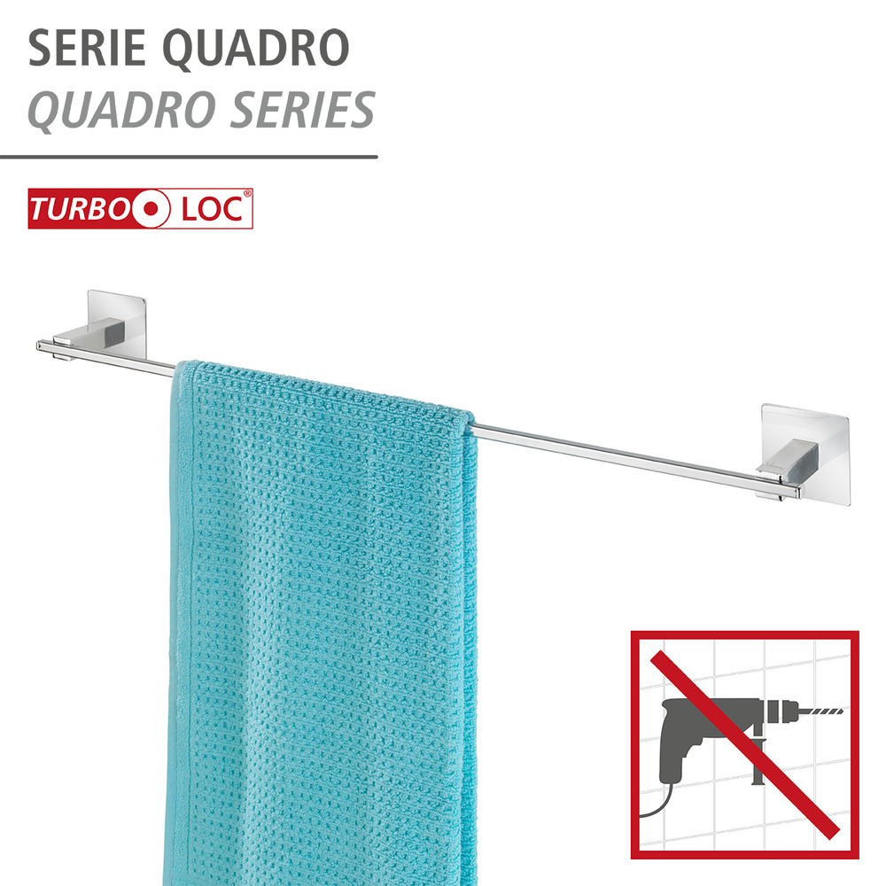 Turbo-Loc® Edelstahl Badetuchstange Uno Quadro  rostfrei, Befestigen ohne bohren