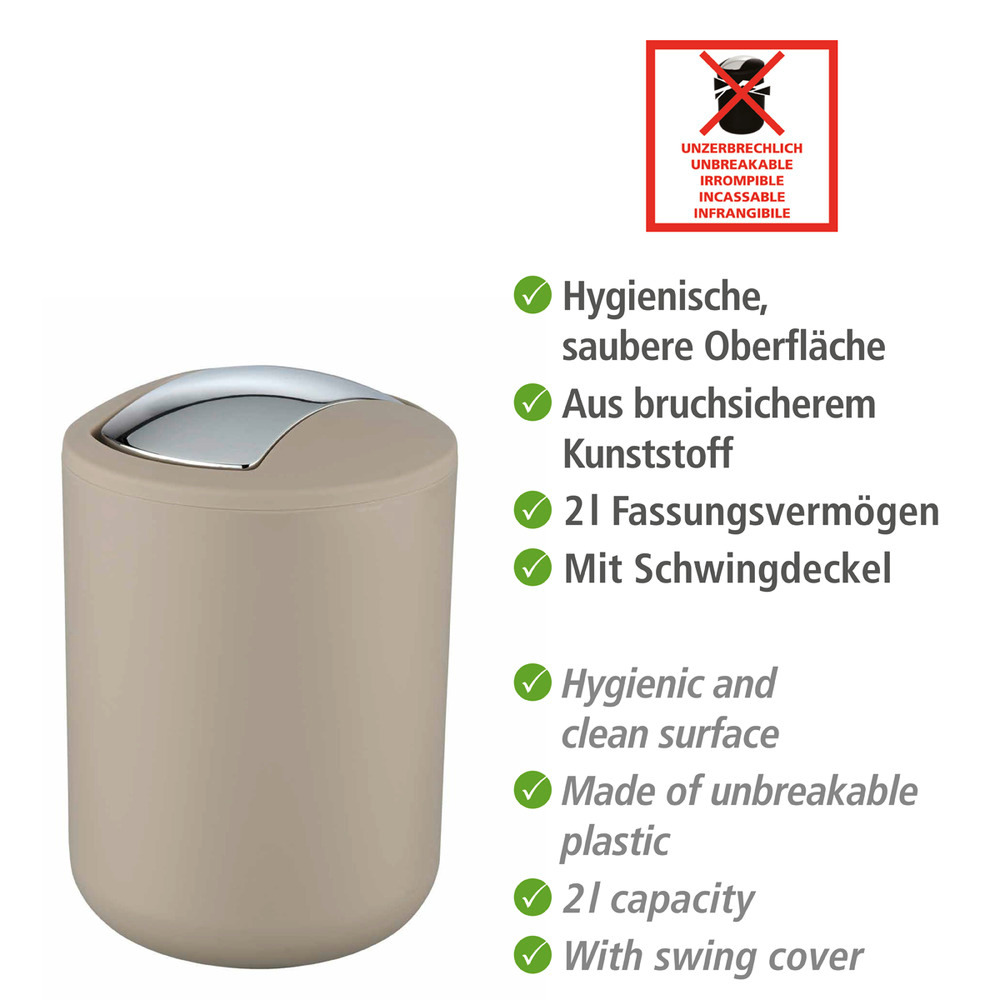 Schwingdeckeleimer Mod. Brasil S Taupe, 2 Liter  2 Liter