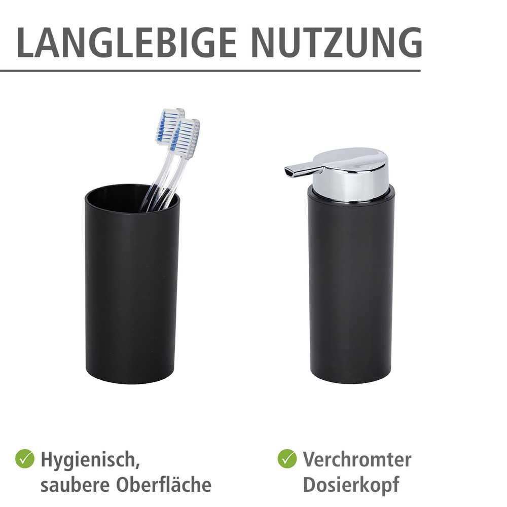 4-teiliges Bad-Accessoire-Set Mod. Calvo aus Kunststoff in Schwarz-matt  4-teilig, aus Kunststoff