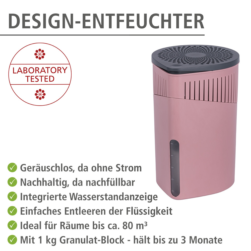 Raumentfeuchter Mod. Drop Rosa 2 x 1000 g  für Räume bis ca. 80m³