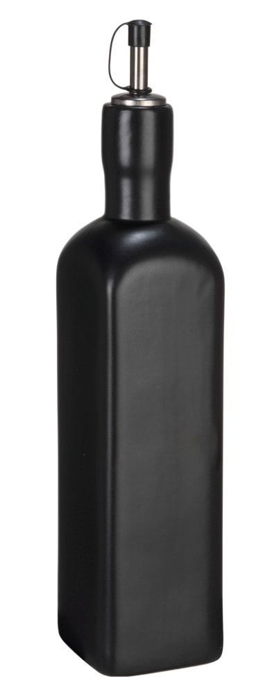Ölspender Mod. OLIVIA, schwarz, Keramik, Edelstahl, 0.6L, 6,5x30,5x6,5 cm  ideal für Essig und Öl