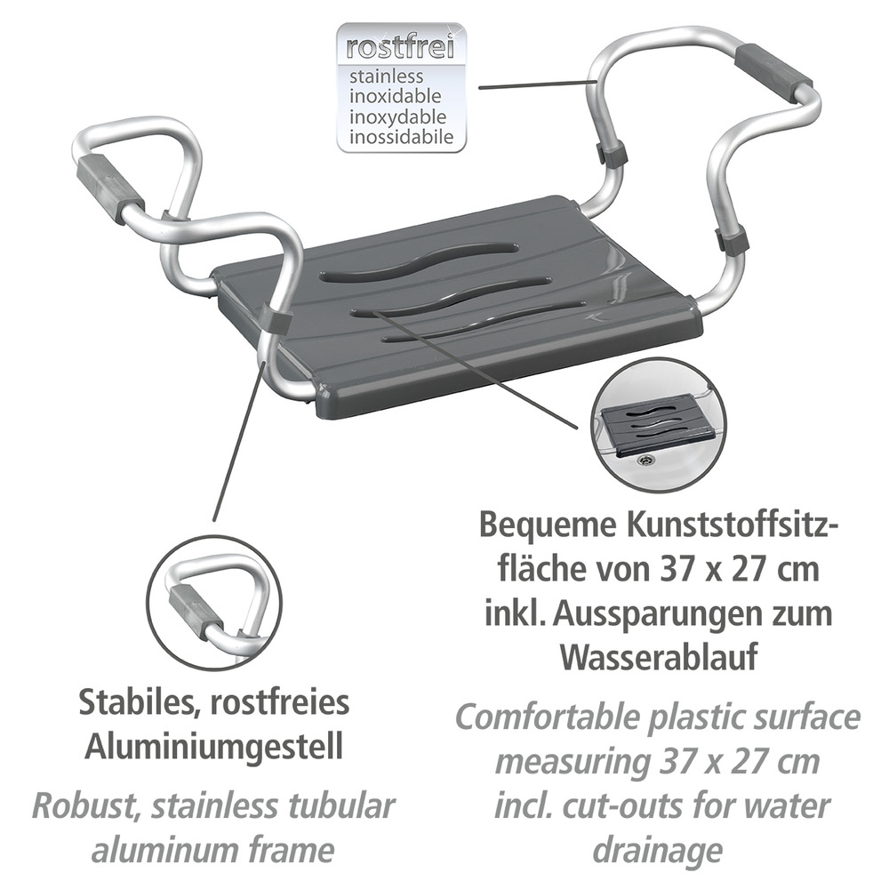 Badewannensitz Mod. Secura Silber  ausziehbar, 150 kg Tragkraft