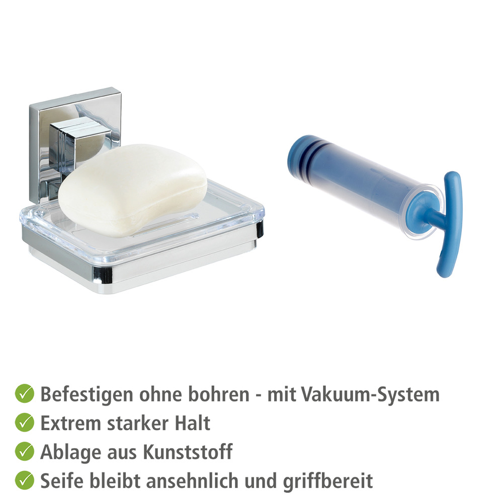 Vacuum-Loc® Edelstahl Seifenablage Mod. Quadro  Befestigen ohne bohren