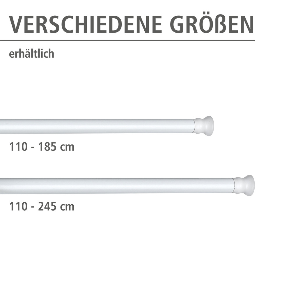 Teleskop Duschstange extra stark Weiß, 110 - 185 cm  extra stabil mit Ø 2,8 cm