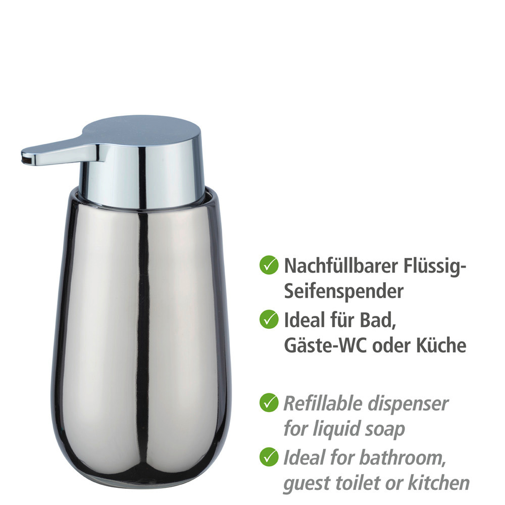 Seifenspender Mod. Badi Chrom  hochwertige Keramik, Füllmenge 320 ml