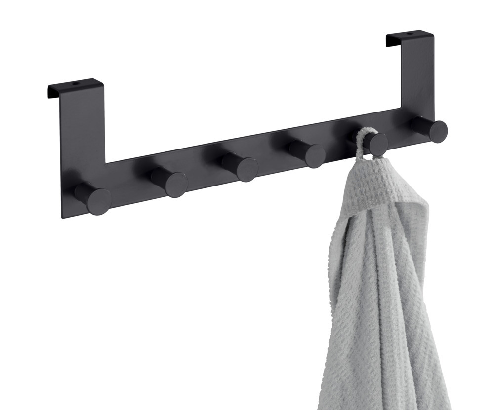 Türgarderobe Mod. Celano Schwarz  6 Haken, für Türfalzstärken bis 2 cm