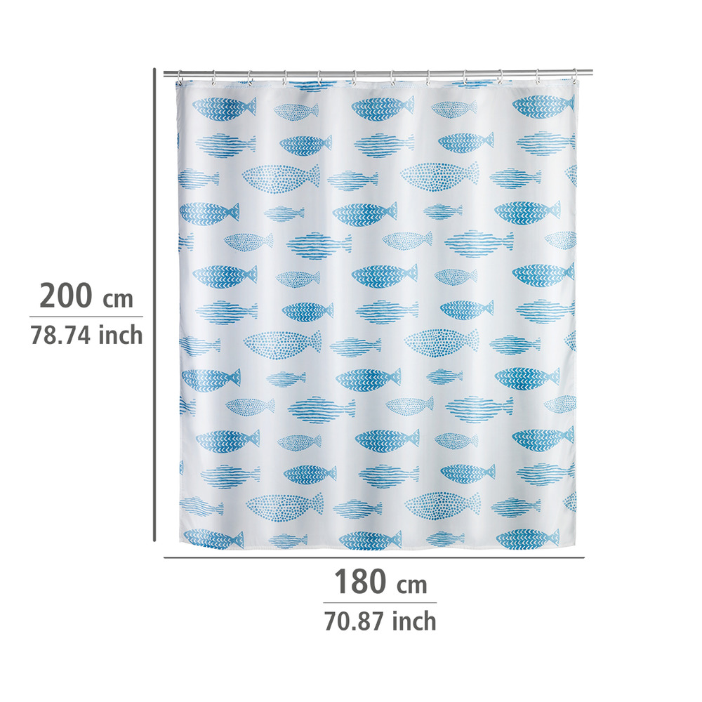 Anti-Schimmel Duschvorhang Mod. Aquamarin  Textil (Polyester), 180 x 200 cm, waschbar