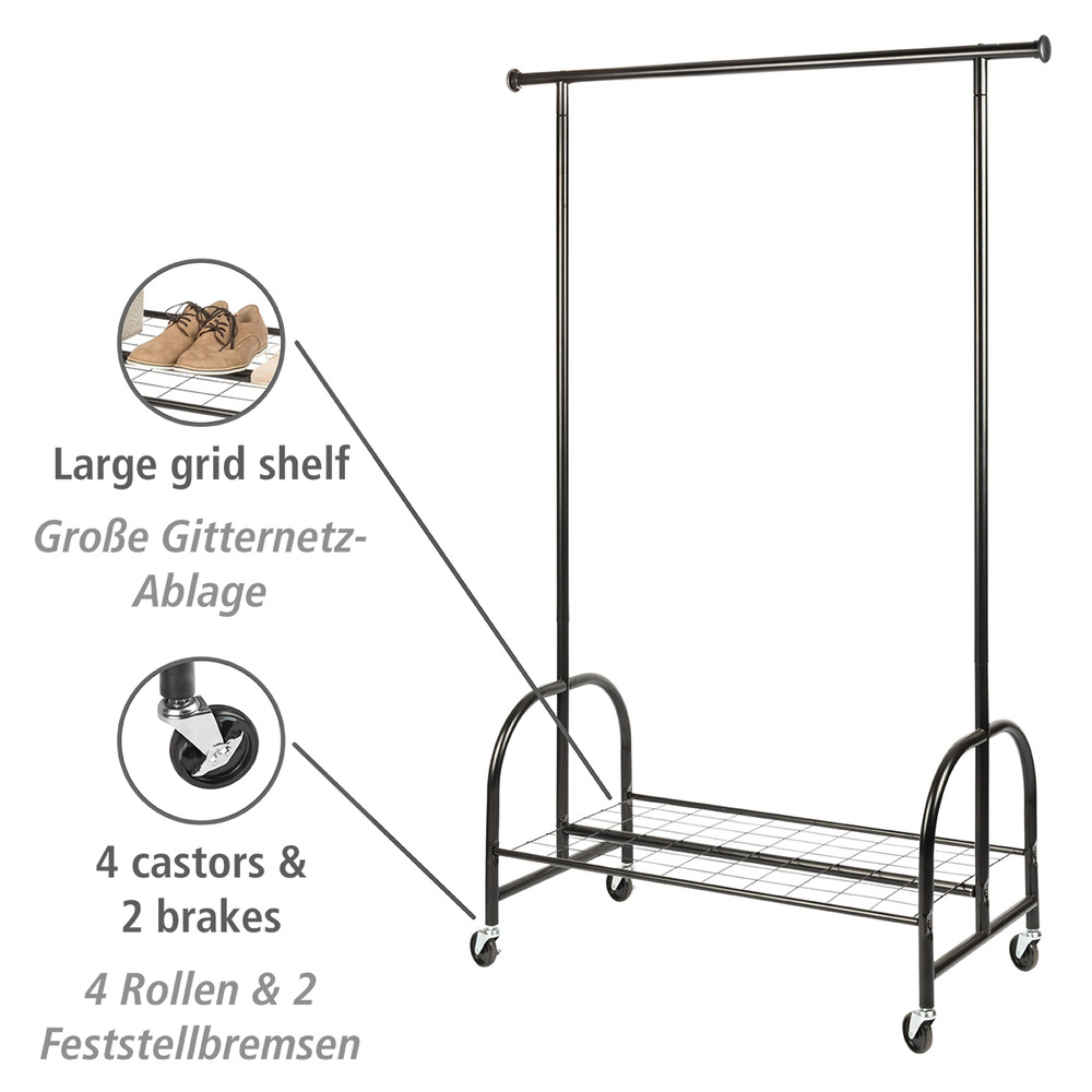Kleiderständer Mod. Profi Schwarz  Kleiderstangen mit Rollen