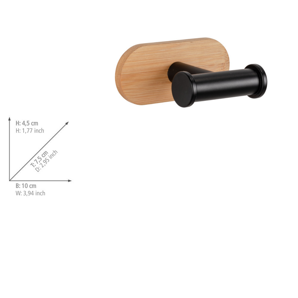 Turbo-Loc® Wandhaken Mod. Orea Duo Bamboo  Haken, Befestigen ohne bohren