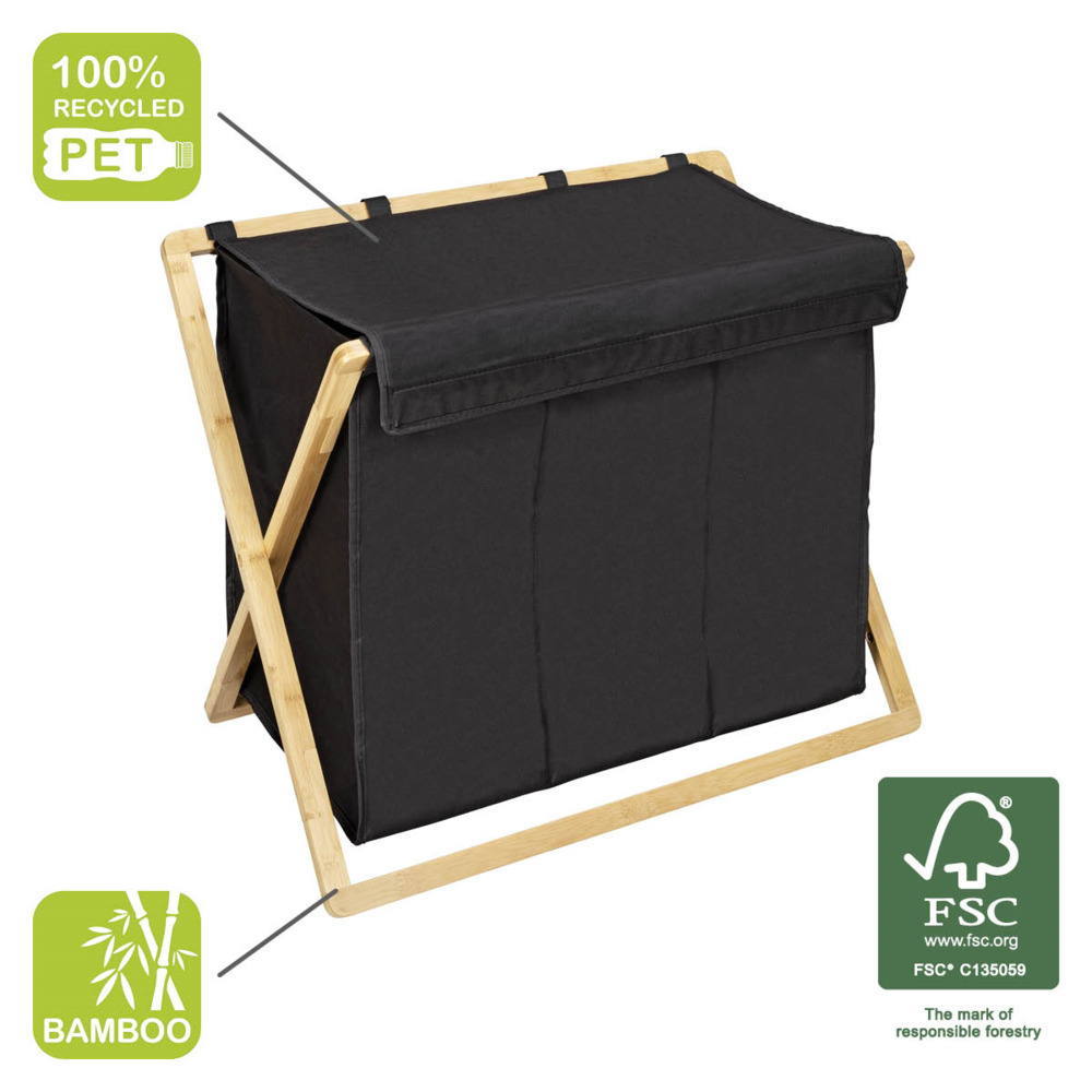 Wäschesammler Trio Mod. Ecori  FSC®-zertifizierter Bambus, recyceltes Polyester