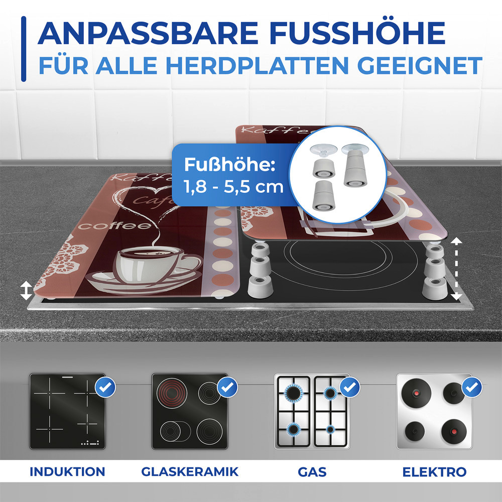 Glasabdeckplatte Universal Mod. Kaffeeduft, 2er Set  für alle Herdarten