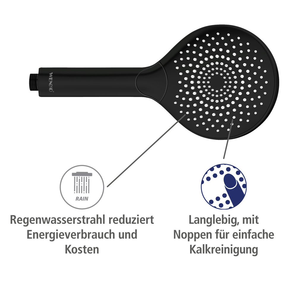 Duschkopf Watersaving Schwarz matt  Ø 12 cm