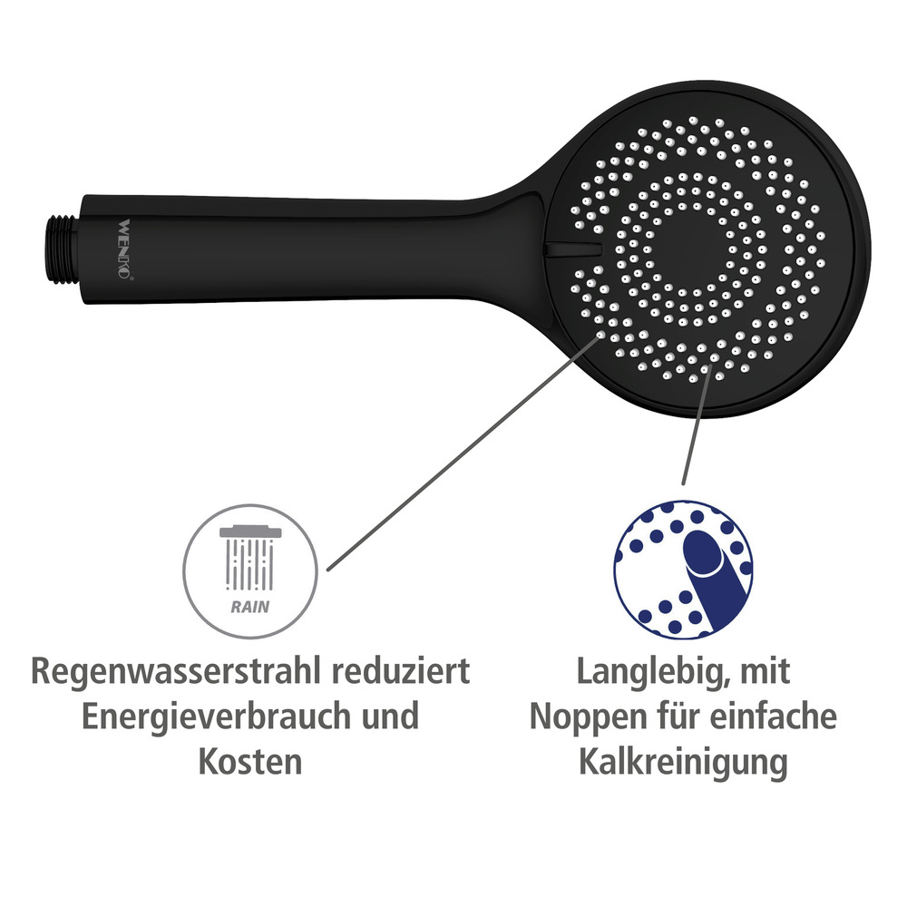 Duschkopf Watersaving Schwarz matt  Ø 9,5 cm